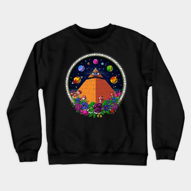 Psychedelic Egyptian Pyramids Crewneck Sweatshirt by underheaven